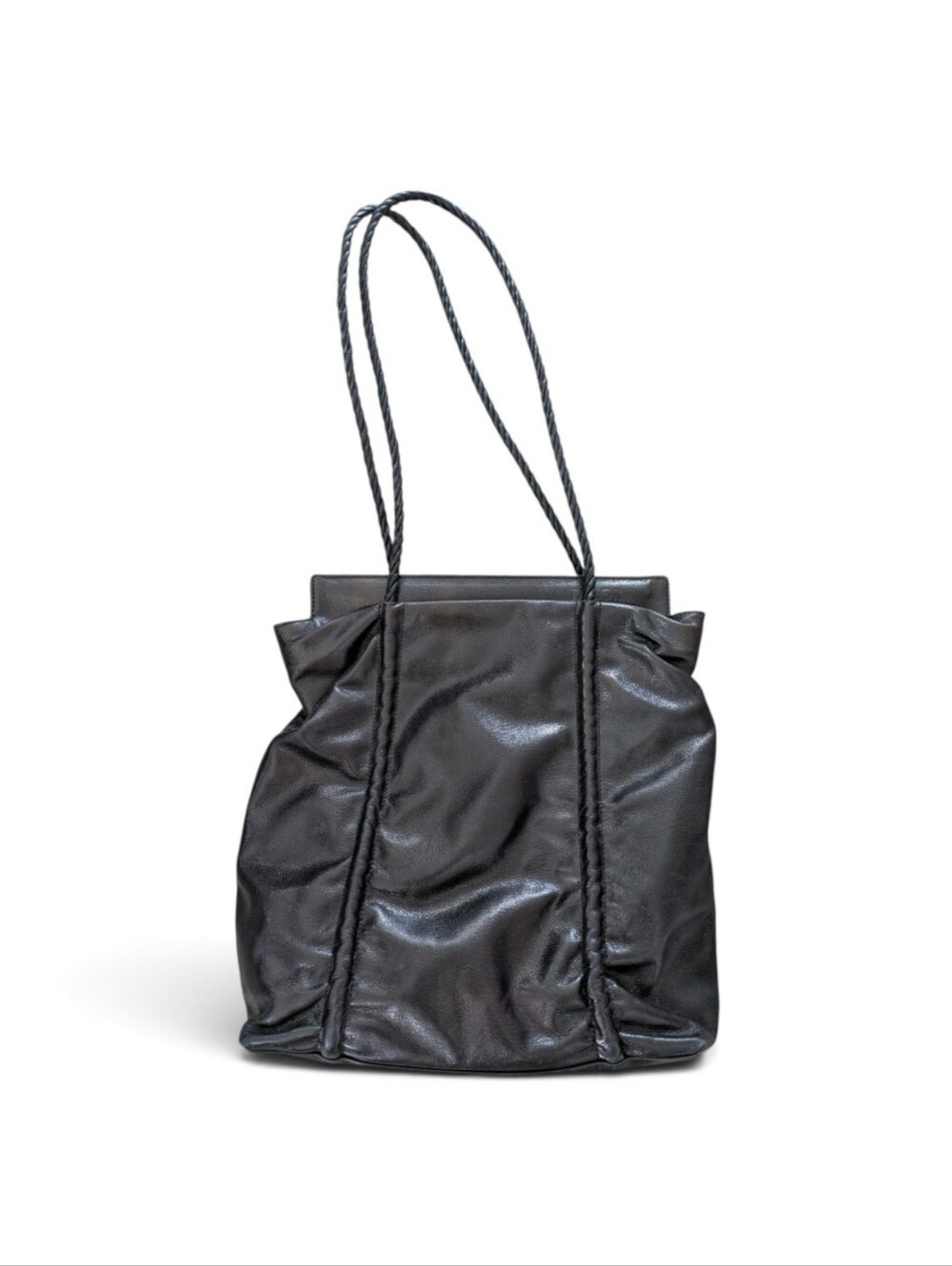 Falor Le Borse Made in Italy Genuine Leather Purse Black Shoulder Bag